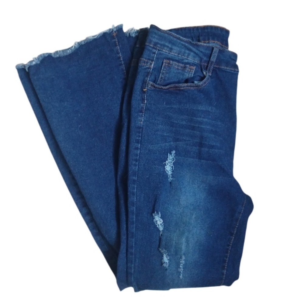 Fringed Flare Distressed Jrs. Jeans Size Large - Picture 5 of 5